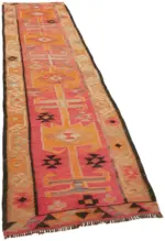 Herki Eskitme Multi Pamuk Üzerine Yün El Dokuma Kilim-082x312 - Görsel 2