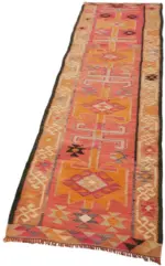 Herki Eskitme Multi Pamuk Üzerine Yün El Dokuma Kilim-082x312 - Görsel 3
