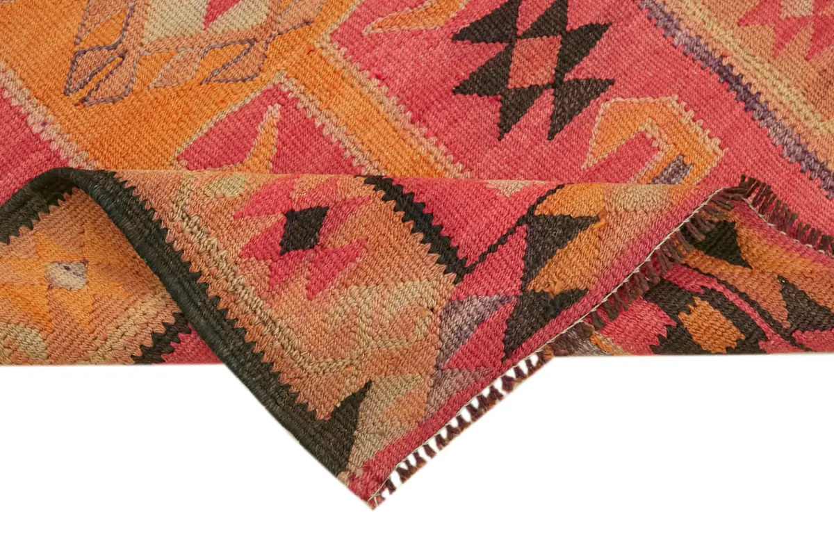 Herki Eskitme Multi Pamuk Üzerine Yün El Dokuma Kilim-082x312 - Görsel 6