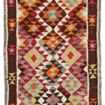 Herki Eskitme Multi Pamuk Üzerine Yün El Dokuma Kilim-102x320