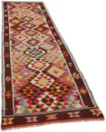 Herki Eskitme Multi Pamuk Üzerine Yün El Dokuma Kilim-102x320 - Görsel 2