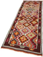 Herki Eskitme Multi Pamuk Üzerine Yün El Dokuma Kilim-102x320 - Görsel 3
