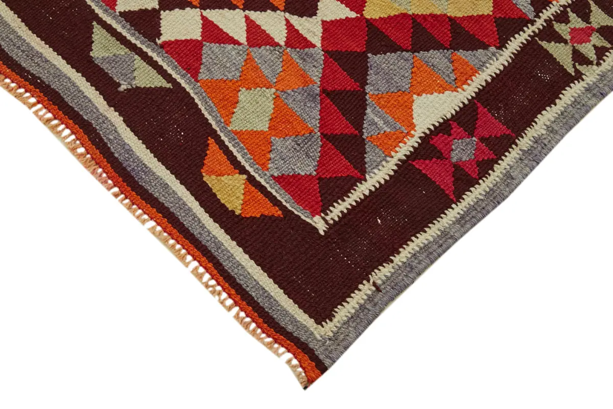 Herki Eskitme Multi Pamuk Üzerine Yün El Dokuma Kilim-102x320 - Görsel 4