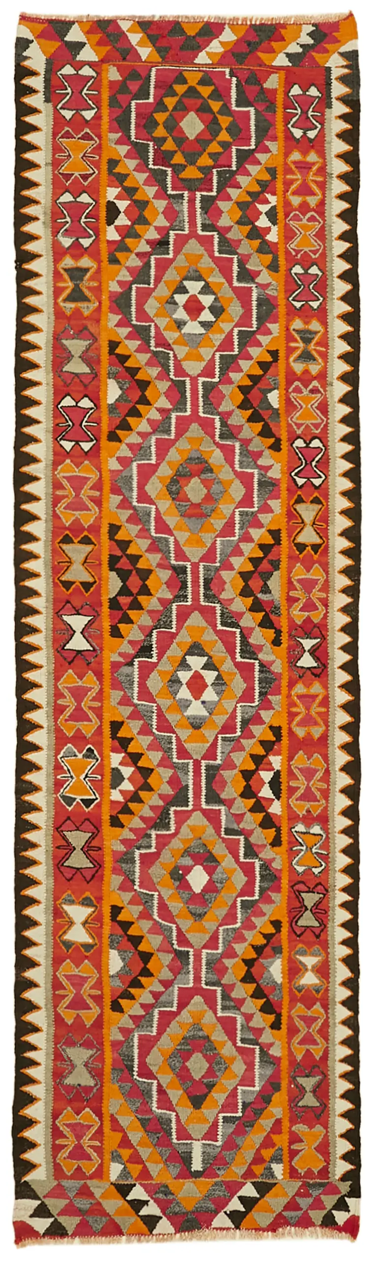 Herki Eskitme Multi Pamuk Üzerine Yün El Dokuma Kilim-100x326 - Görsel 1