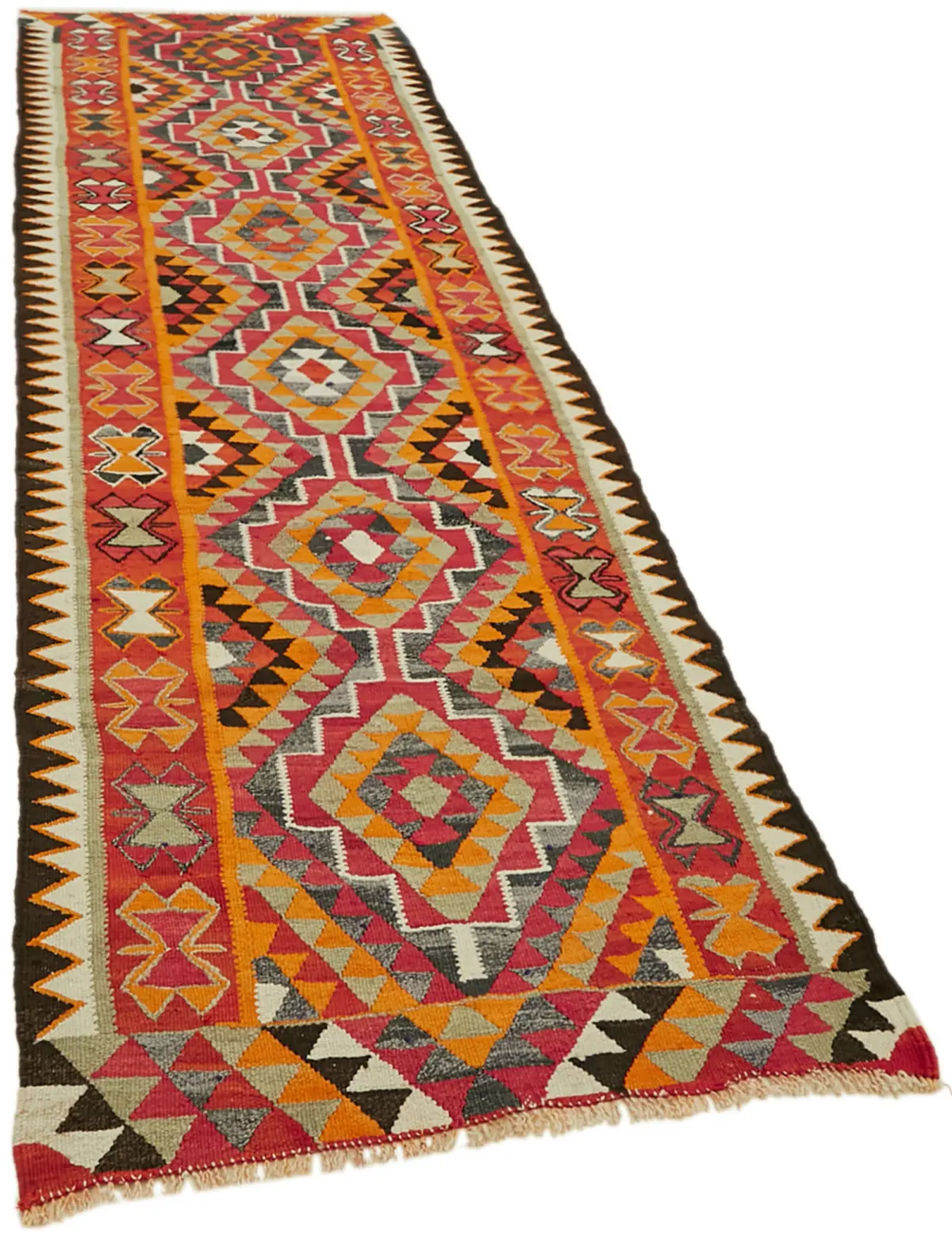 Herki Eskitme Multi Pamuk Üzerine Yün El Dokuma Kilim-100x326 - Görsel 2