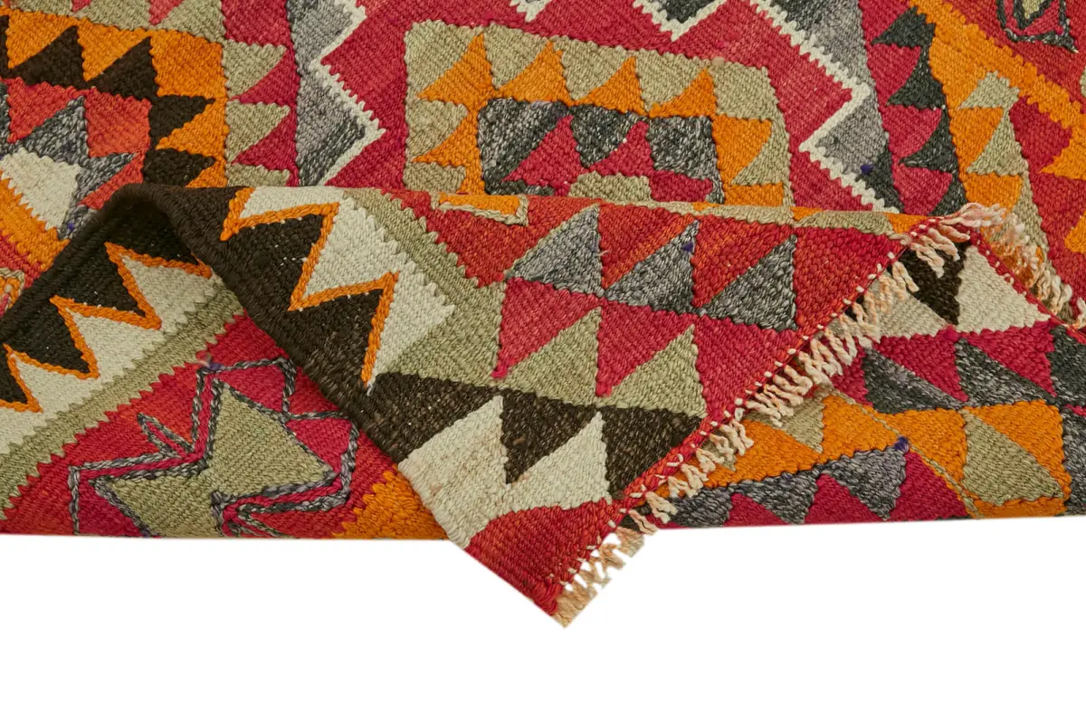 Herki Eskitme Multi Pamuk Üzerine Yün El Dokuma Kilim-100x326 - Görsel 6