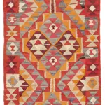 Herki Eskitme Multi Pamuk Üzerine Yün El Dokuma Kilim-088x334