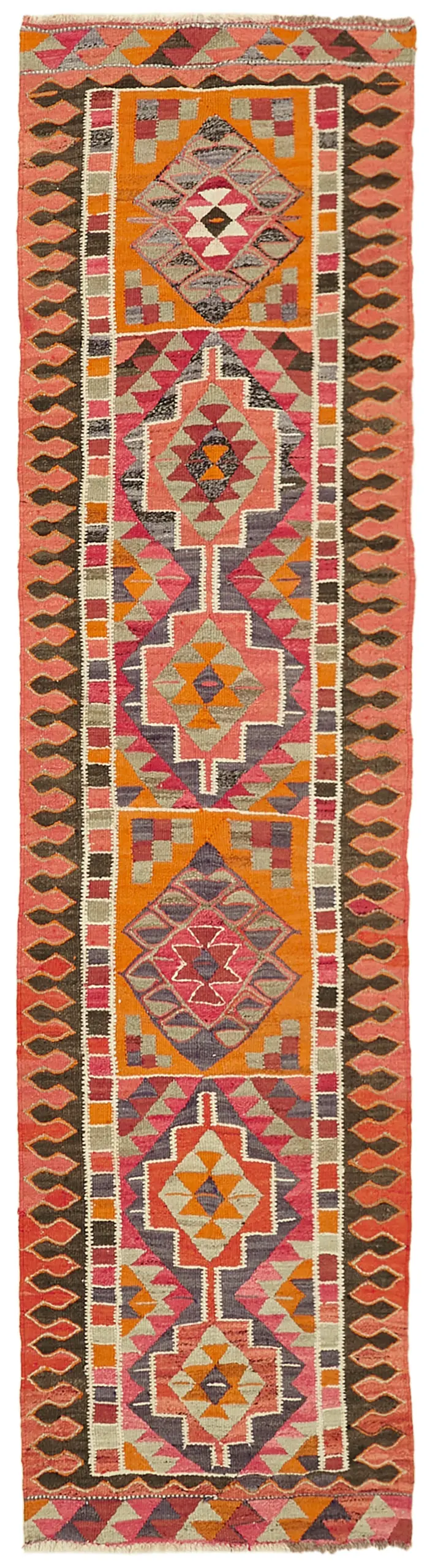 Herki Eskitme Multi Pamuk Üzerine Yün El Dokuma Kilim-094x346 - Görsel 1