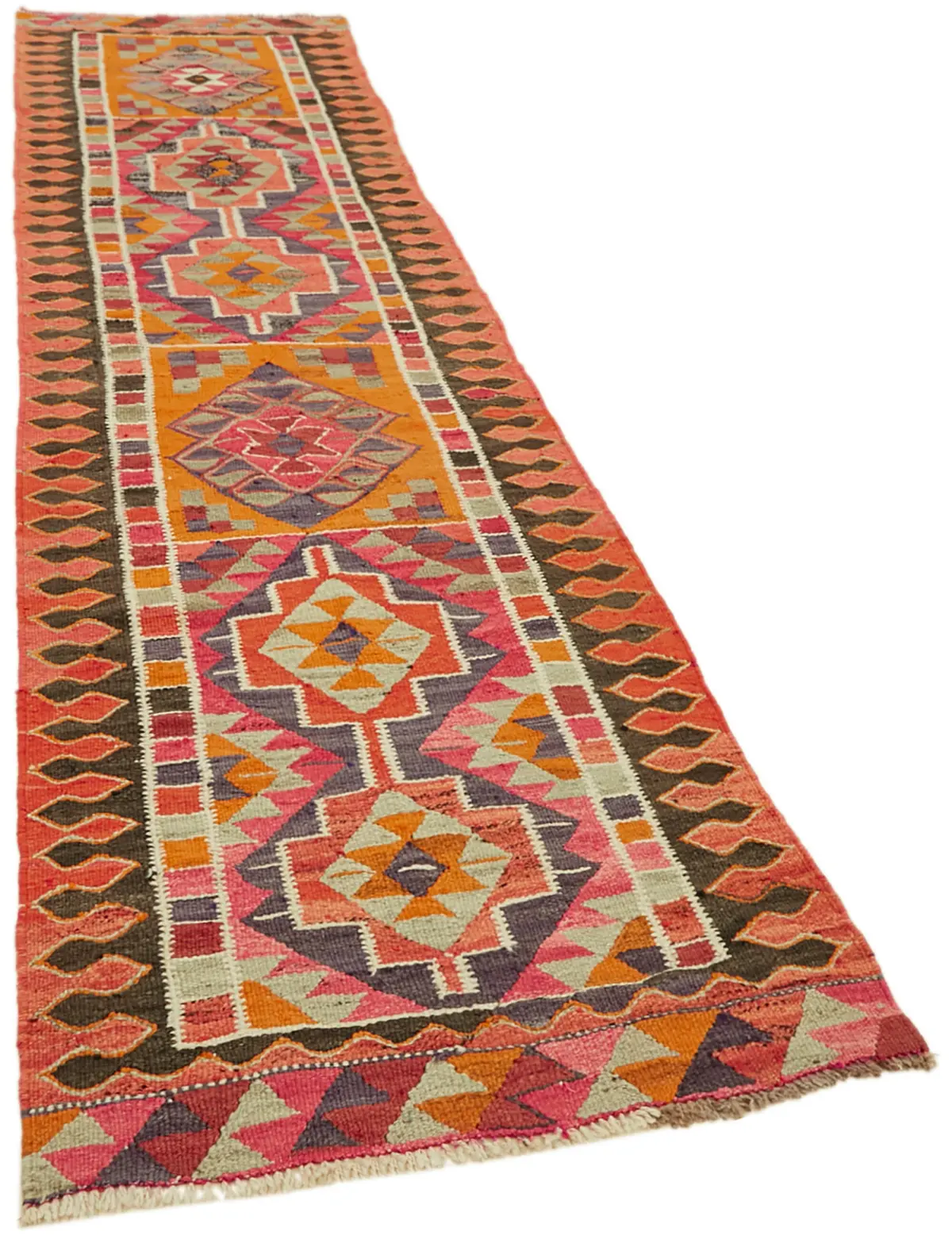Herki Eskitme Multi Pamuk Üzerine Yün El Dokuma Kilim-094x346 - Görsel 2