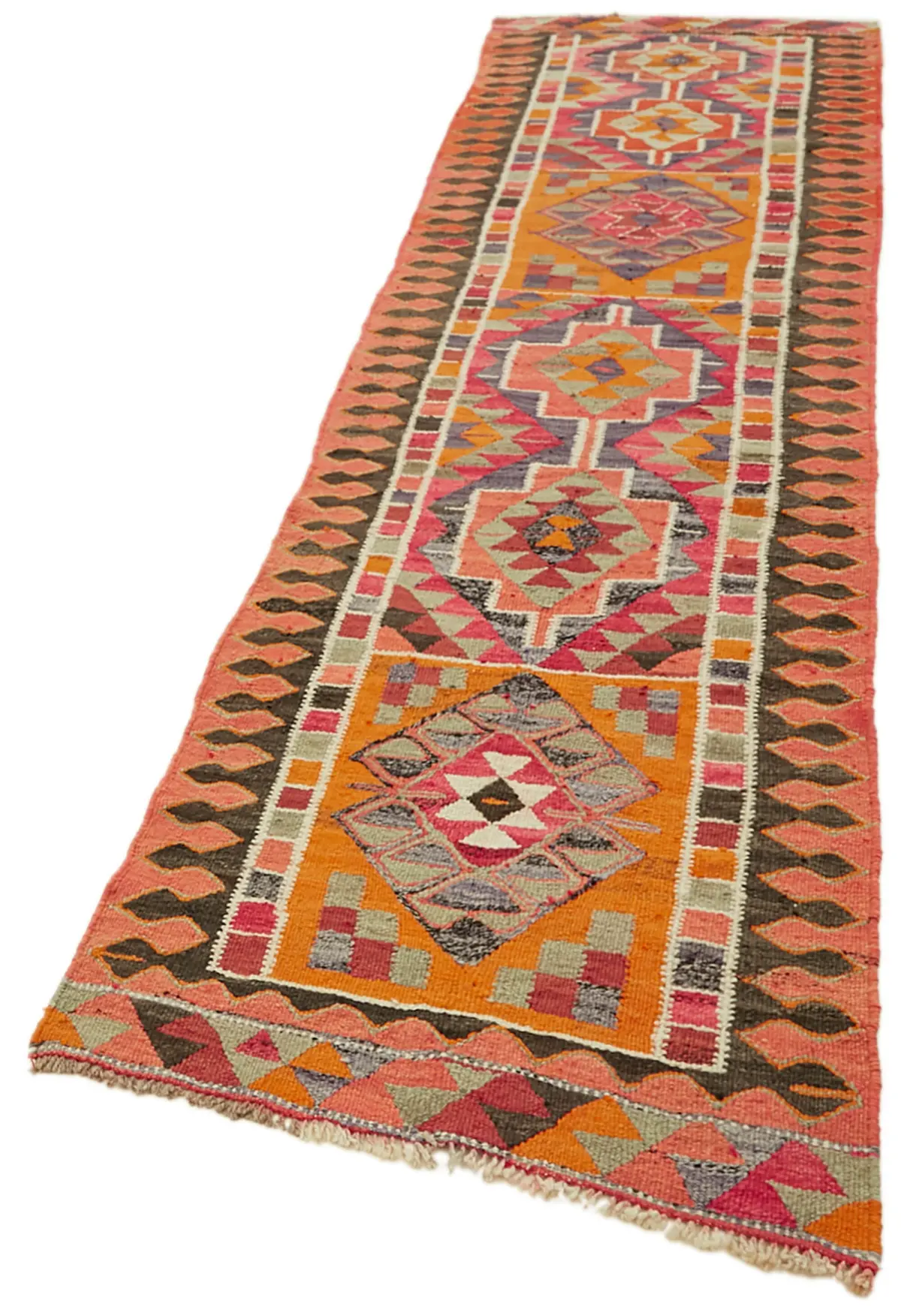 Herki Eskitme Multi Pamuk Üzerine Yün El Dokuma Kilim-094x346 - Görsel 3
