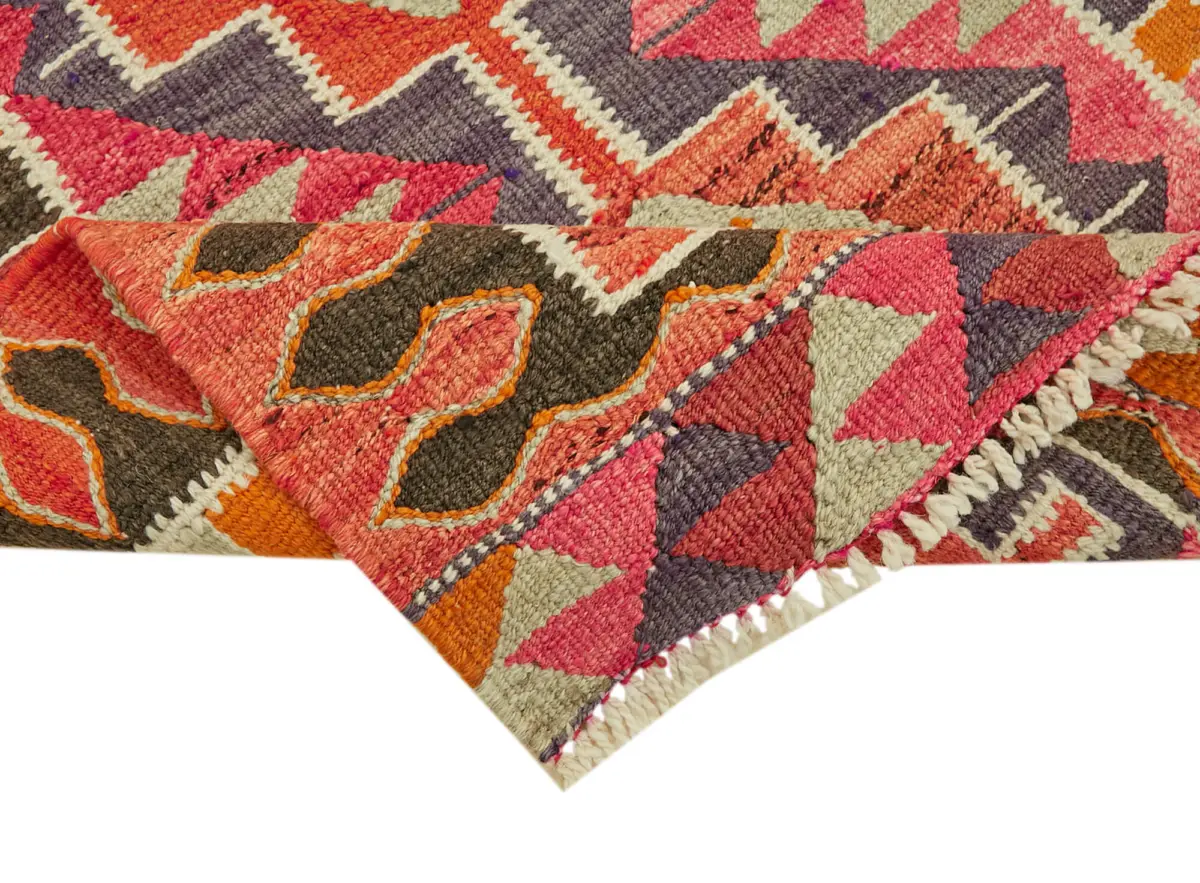 Herki Eskitme Multi Pamuk Üzerine Yün El Dokuma Kilim-094x346 - Görsel 6