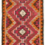 Herki Eskitme Multi Pamuk Üzerine Yün El Dokuma Kilim-105x340