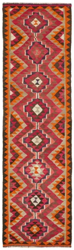 Herki Eskitme Multi Pamuk Üzerine Yün El Dokuma Kilim-105x340