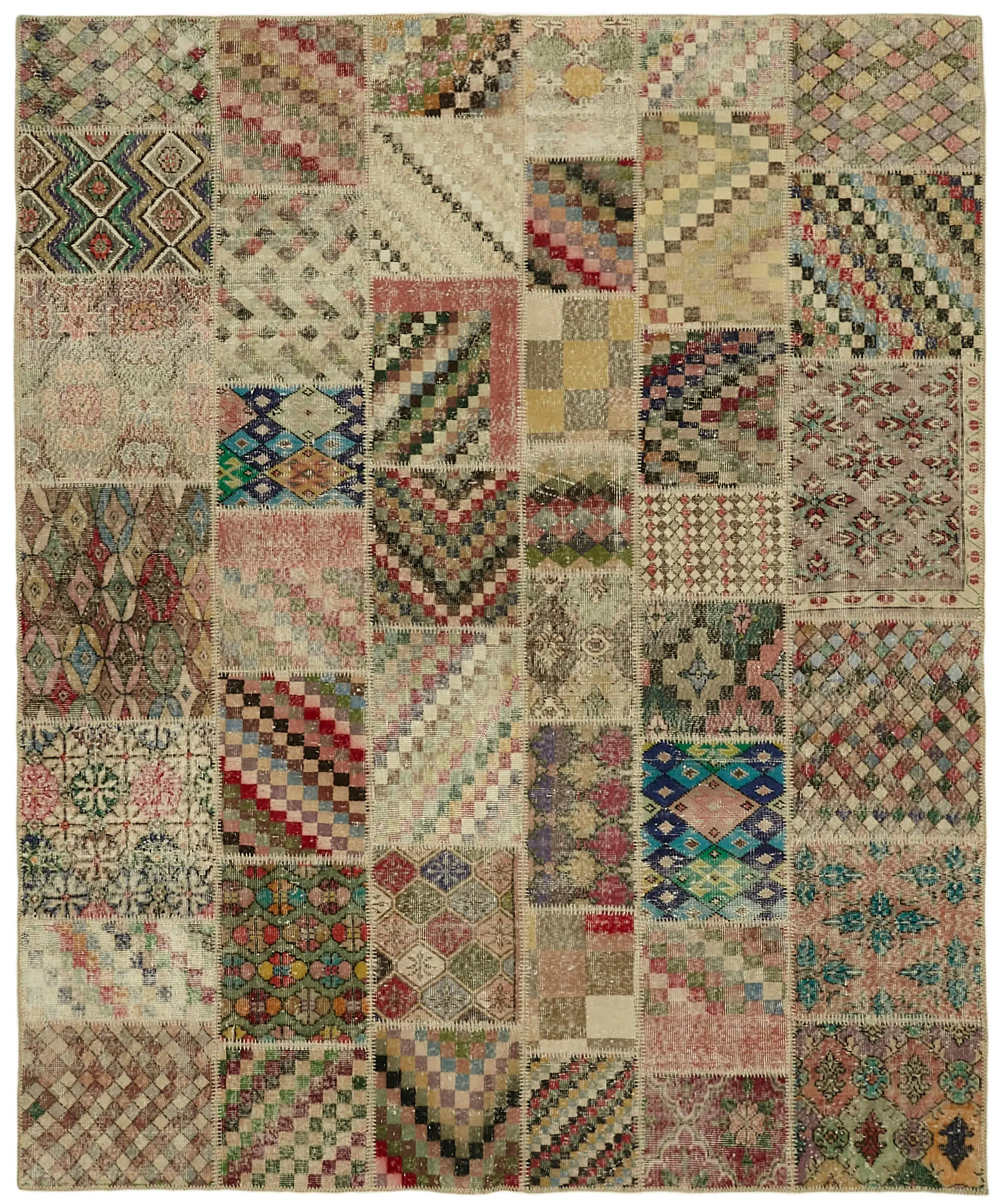 Rc_43170_0_Multicolor_Patchwork_Rugs Patchwork Multi Pamuk Üzerine Yün El Dokuma Kilim-250x300 - Görsel 1
