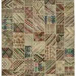 Patchwork Multi Pamuk Üzerine Yün El Dokuma Kilim-252x300
