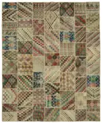 Patchwork Multi Pamuk Üzerine Yün El Dokuma Kilim-252x300