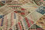 Patchwork Multi Pamuk Üzerine Yün El Dokuma Kilim-252x300 - Görsel 5