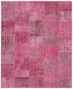 Patchwork Pembe Pamuk Üzerine Yün El Dokuma Kilim-250x300