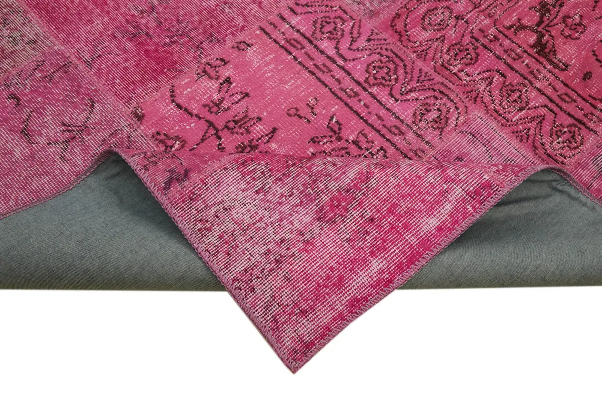 Patchwork Pembe Pamuk Üzerine Yün El Dokuma Kilim-250x300 - Görsel 6