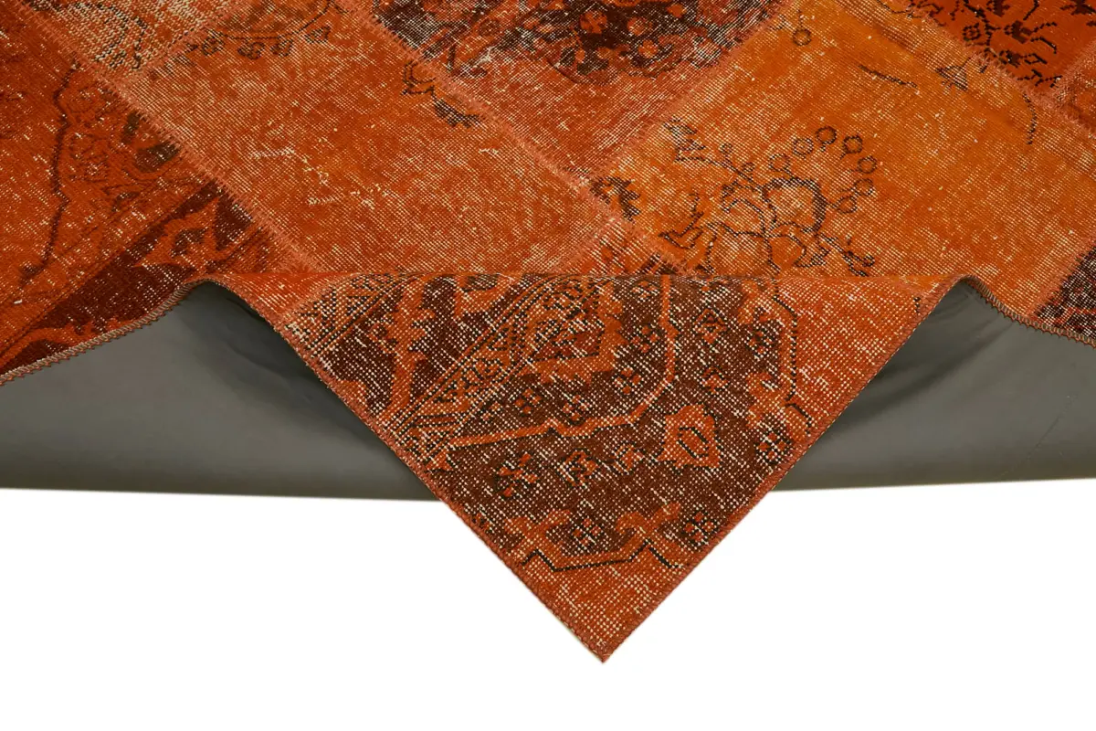 Patchwork Turuncu Pamuk Üzerine Yün El Dokuma Kilim-250x300 - Görsel 6