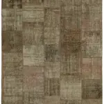 Patchwork Kahverengi Pamuk Üzerine Yün El Dokuma Kilim-250x300