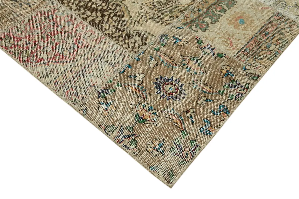 Patchwork Bej Pamuk Üzerine Yün El Dokuma Kilim-251x300 - Görsel 4