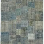 Patchwork Mavi Pamuk Üzerine Yün El Dokuma Kilim-248x300