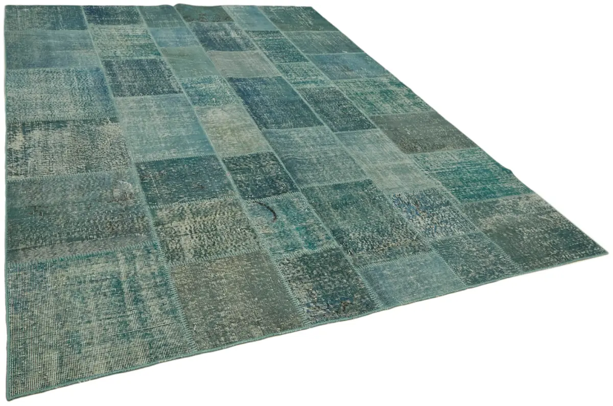 Patchwork Mavi Pamuk Üzerine Yün El Dokuma Kilim-238x300 - Görsel 2