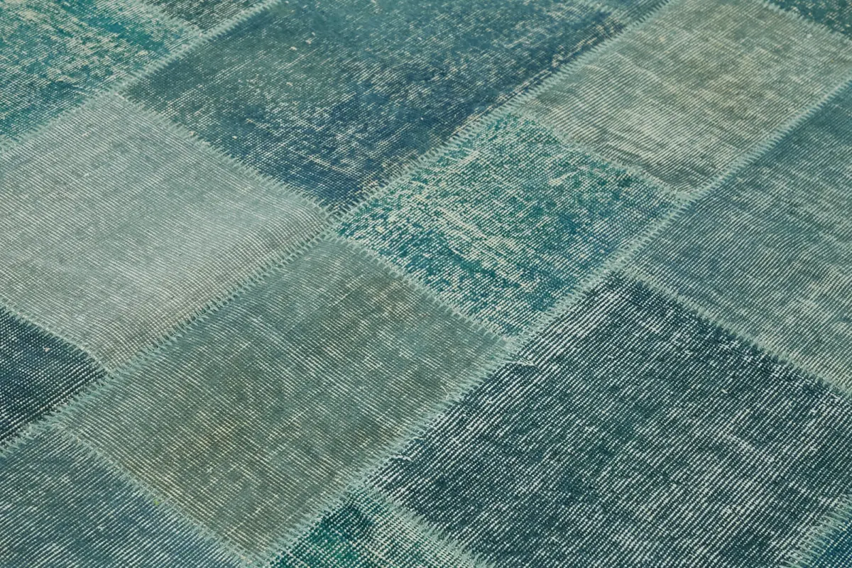 Patchwork Mavi Pamuk Üzerine Yün El Dokuma Kilim-238x300 - Görsel 5