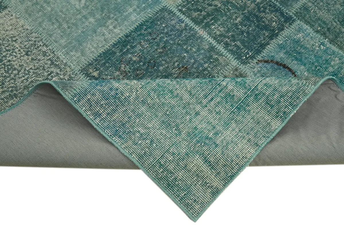 Patchwork Mavi Pamuk Üzerine Yün El Dokuma Kilim-238x300 - Görsel 6