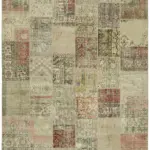 Patchwork Bej Pamuk Üzerine Yün El Dokuma Kilim-250x300