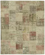 Patchwork Bej Pamuk Üzerine Yün El Dokuma Kilim-250x300