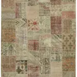 Patchwork Bej Pamuk Üzerine Yün El Dokuma Kilim-250x300
