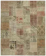 Patchwork Bej Pamuk Üzerine Yün El Dokuma Kilim-250x300