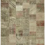 Patchwork Bej Pamuk Üzerine Yün El Dokuma Kilim-250x296