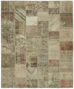 Patchwork Bej Pamuk Üzerine Yün El Dokuma Kilim-250x296