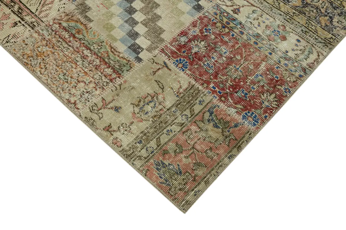 Patchwork Bej Pamuk Üzerine Yün El Dokuma Kilim-250x296 - Görsel 4