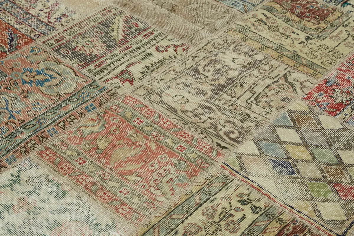 Patchwork Bej Pamuk Üzerine Yün El Dokuma Kilim-250x296 - Görsel 5
