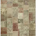 Patchwork Bej Pamuk Üzerine Yün El Dokuma Kilim-250x300