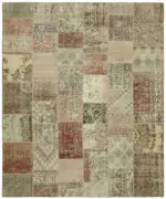 Patchwork Bej Pamuk Üzerine Yün El Dokuma Kilim-250x300