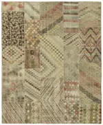 Patchwork Bej Pamuk Üzerine Yün El Dokuma Kilim-250x300