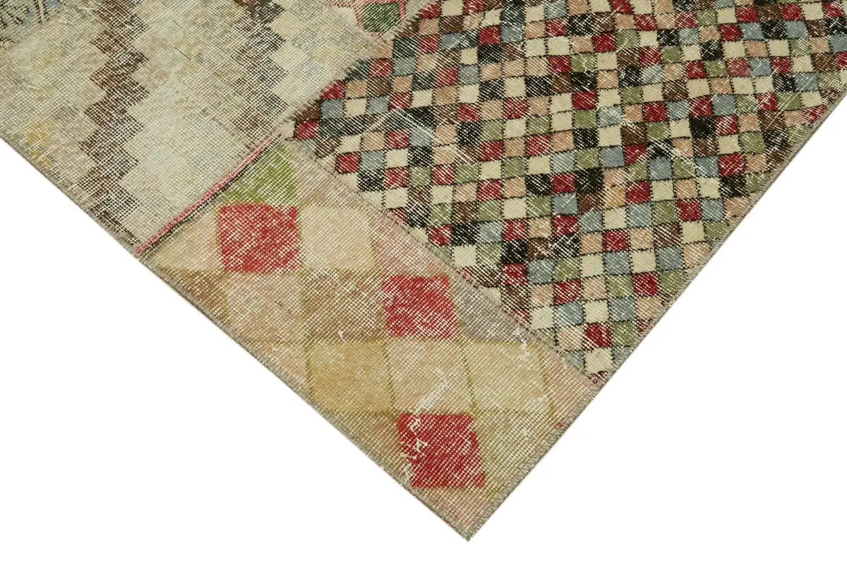 Patchwork Bej Pamuk Üzerine Yün El Dokuma Kilim-250x300 - Görsel 4