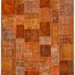 Patchwork Turuncu Pamuk Üzerine Yün El Dokuma Kilim-250x350