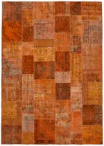 Patchwork Turuncu Pamuk Üzerine Yün El Dokuma Kilim-250x350