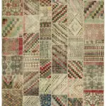 Patchwork Bej Pamuk Üzerine Yün El Dokuma Kilim-250x350