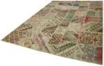 Patchwork Bej Pamuk Üzerine Yün El Dokuma Kilim-250x350 - Görsel 3