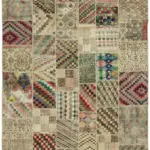 Patchwork Bej Pamuk Üzerine Yün El Dokuma Kilim-250x350