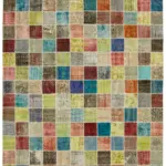 Patchwork Multi Pamuk Üzerine Yün El Dokuma Kilim-257x346