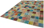 Patchwork Multi Pamuk Üzerine Yün El Dokuma Kilim-257x346 - Görsel 3