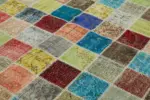 Patchwork Multi Pamuk Üzerine Yün El Dokuma Kilim-257x346 - Görsel 5